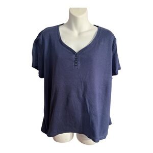 Karen Scott Casual Blue short sleeve Top. Size XL